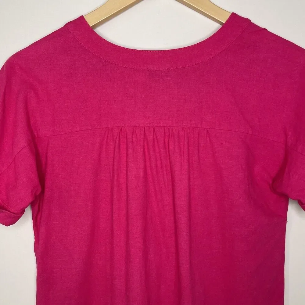 Vineyard Vines Linen Rayon Dolman Shift Dress Short Sleeve Barbie Pink Size 0 - Picture 7 of 13